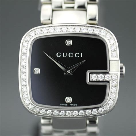 gucci watch womens black and gold|Gucci ladies watch with diamonds.